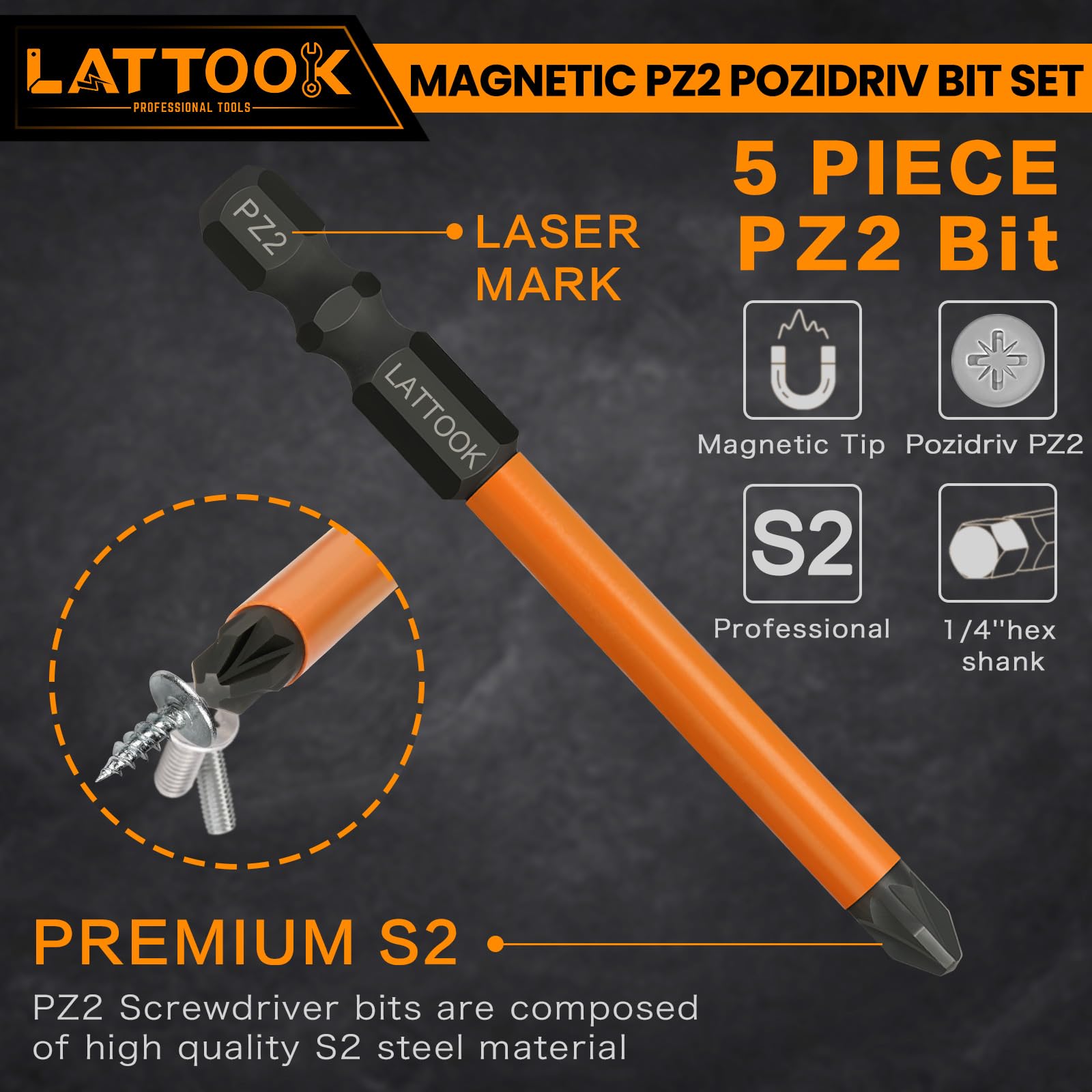 Amazon | Pozidriv ビットセット LATTOOK PZ2 Pozi ビット5点セット